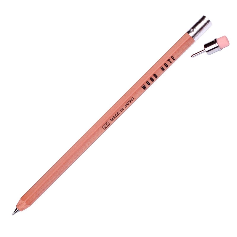 Kitaboshi Woodcase Note W-300R Mechanical Pencil 0.5mm (Pack of 3 Pencils) - Image 2